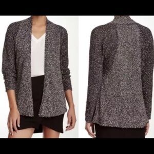 Eileen Fisher Wrapped Cotton Nubble Open Cardigan Sweater Italian Yarn Black Med